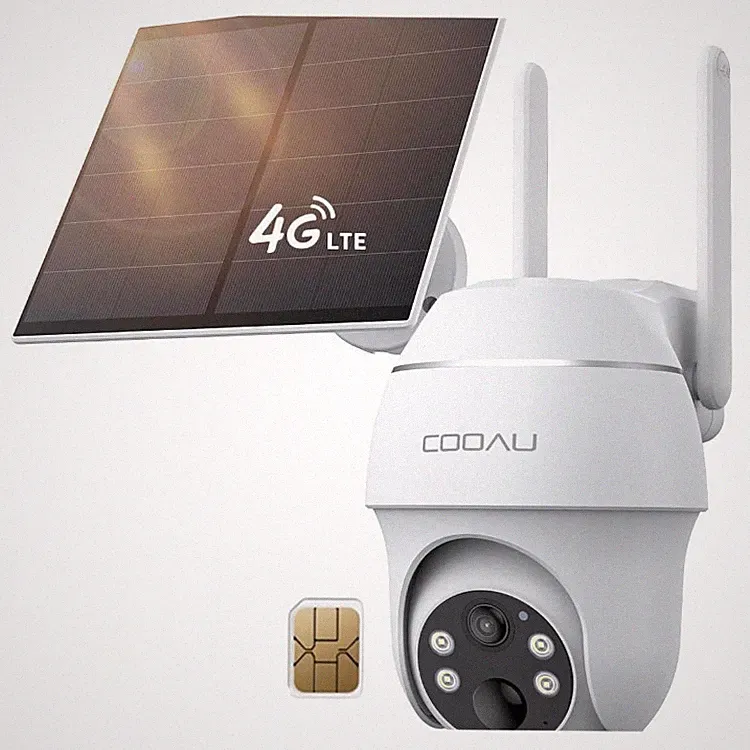 COOAU 4G LTE Überwachungskamera Außen mit SIM-Karte 64 GB und Solarpanel 2K