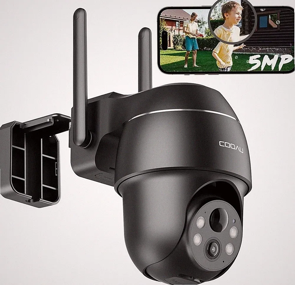 COOAU 5MP Überwachungskamera Aussen Akku Outdoor Kabellos WLAN Nachtsicht H.265