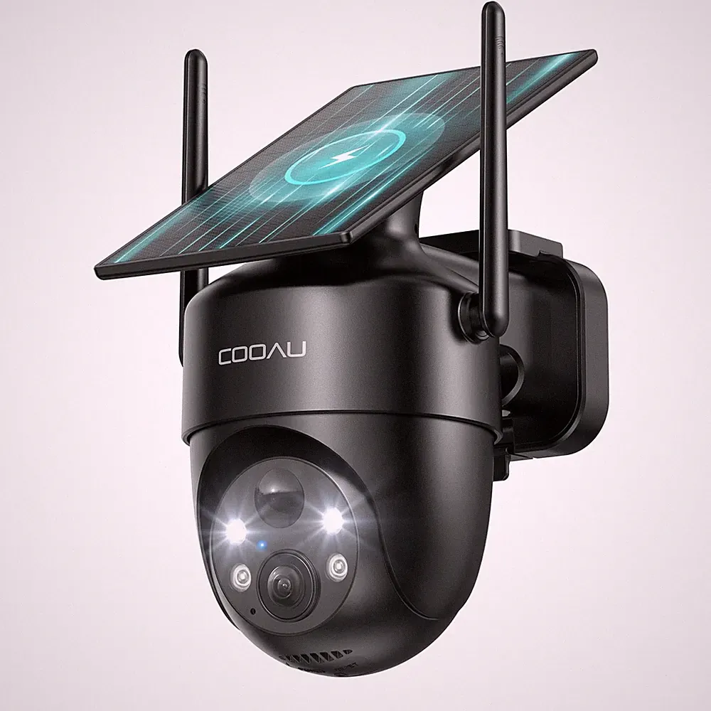 COOAU Überwachungskamera Aussen Akku Solar-2K Outdoor WLAN Kamera Schwarz 1