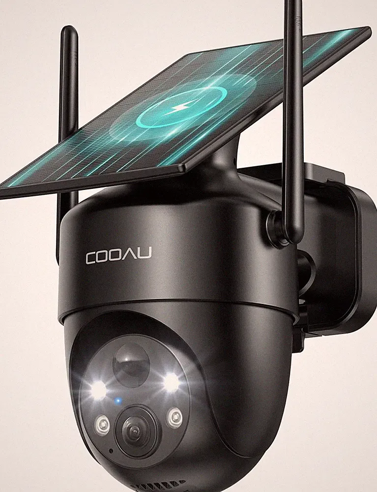 COOAU Überwachungskamera Außen Solar WLAN Kamera 2K HD 360 Nachtsicht Schwarz 1