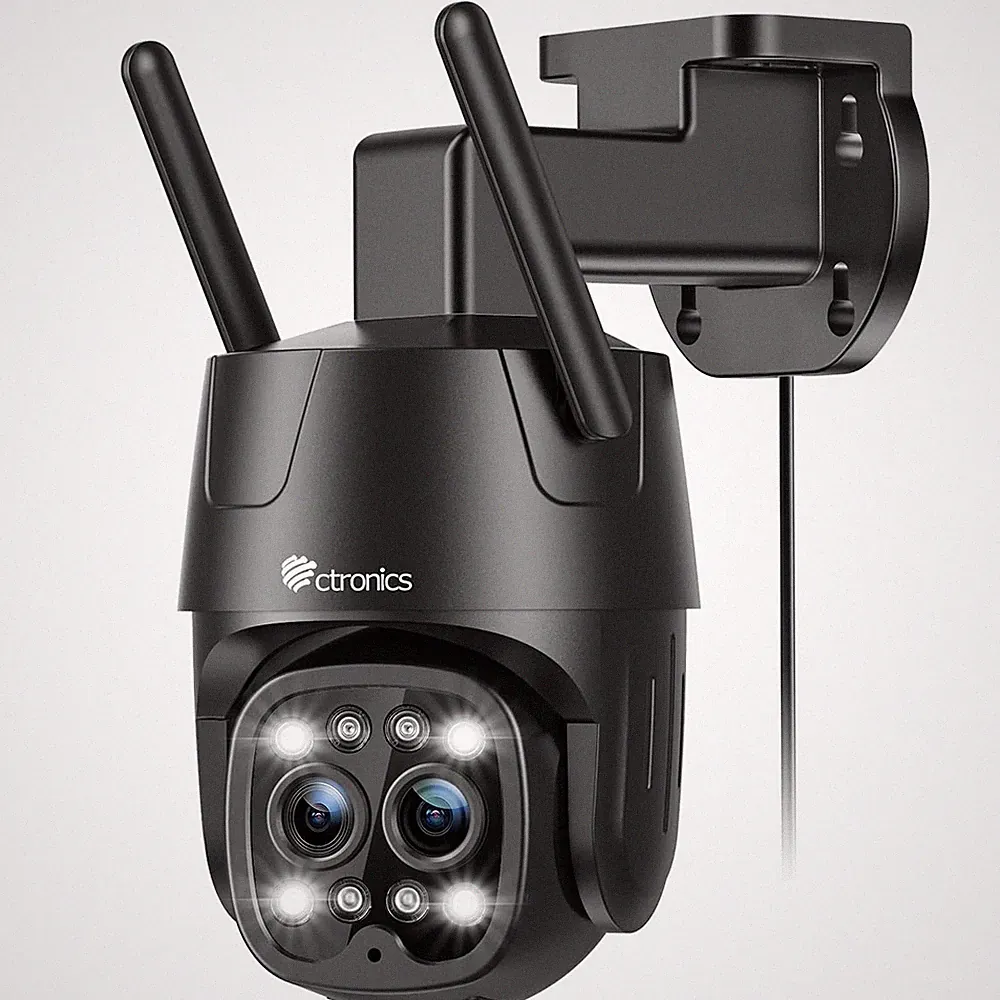 Ctronics 2.5K 4MP Outdoor Überwachungskamera mit Dual Objektiv 6X Hybrid Zoom, Home Se