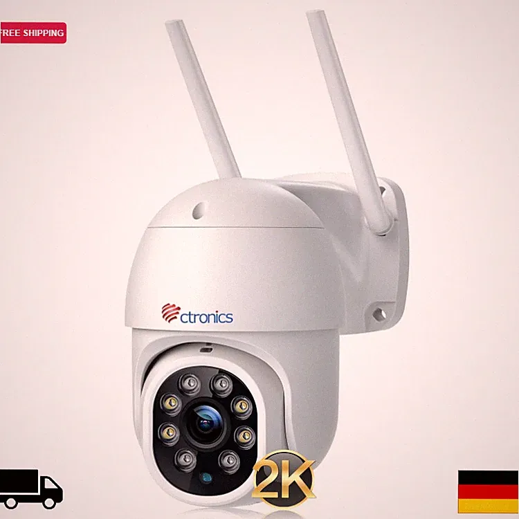 Ctronics 2.5K 4MP Überwachungskamera Aussen WLAN PTZ 355 90 Nachtsicht 30M