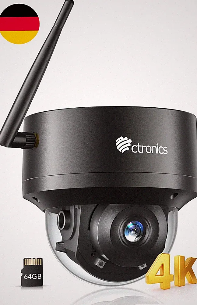 Ctronics 4K 8MP PTZ Überwachungskamera Aussen WLAN 5G/2,4G, Dome IP Kamera Outdo