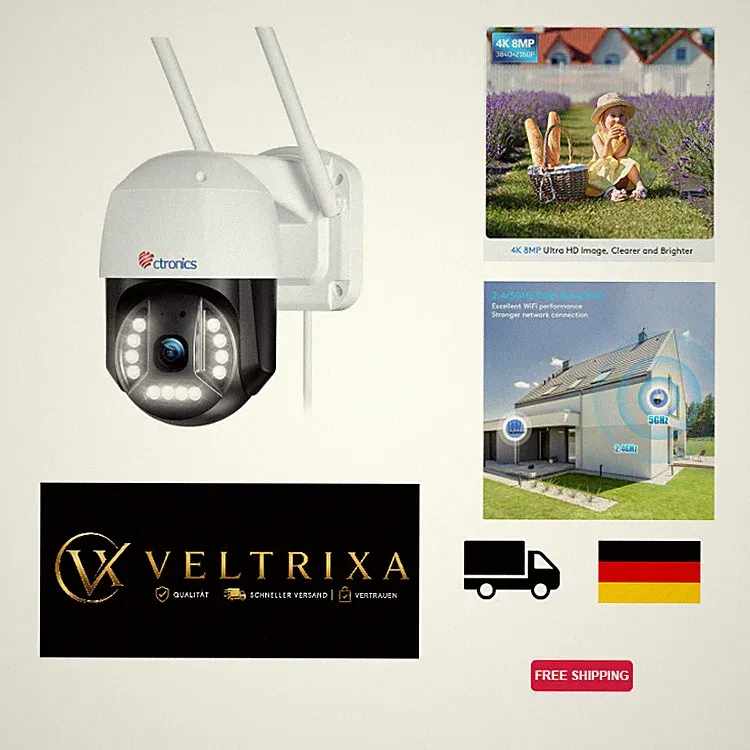 Ctronics 4K 8MP WLAN Überwachungskamera Aussen Dualband 20m 2,4GHz 5GHz WiFi
