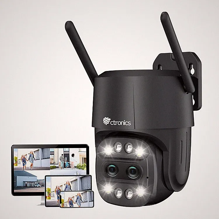 Ctronics 760C WLAN Überwachungskamera 1080p Schwarz, Dual-Objektiv, 2-Wege, WiFi