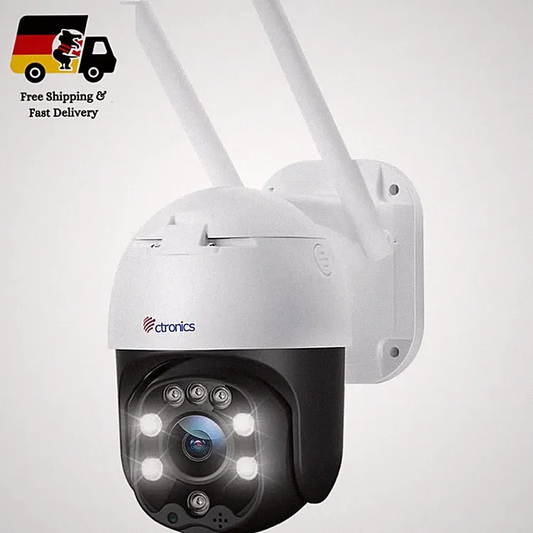 Ctronics PTZ Überwachungskamera Außen WLAN 1080P HD mit Nachtsicht 30m Weiß, App