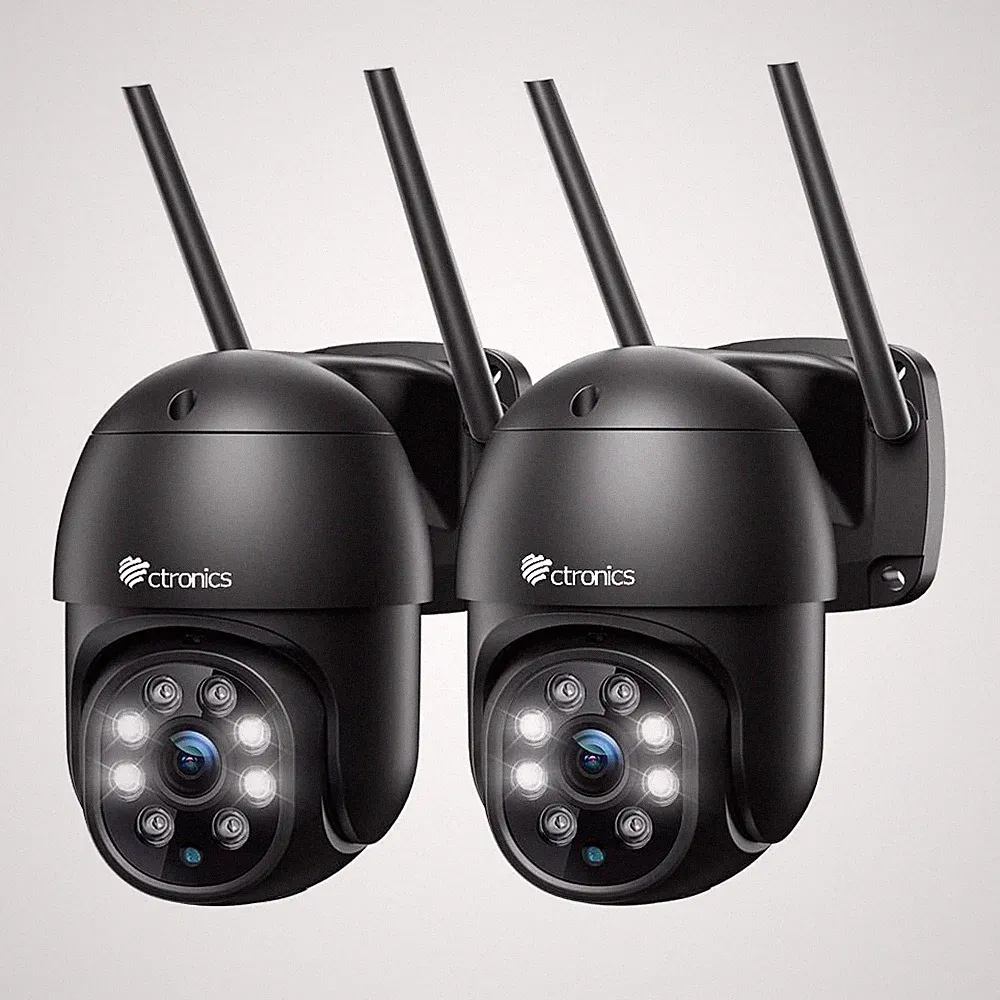 Ctronics Überwachungskamera 2,5K 4MP WLAN Außen Schwarz, 30m Nachtsicht, PTZ