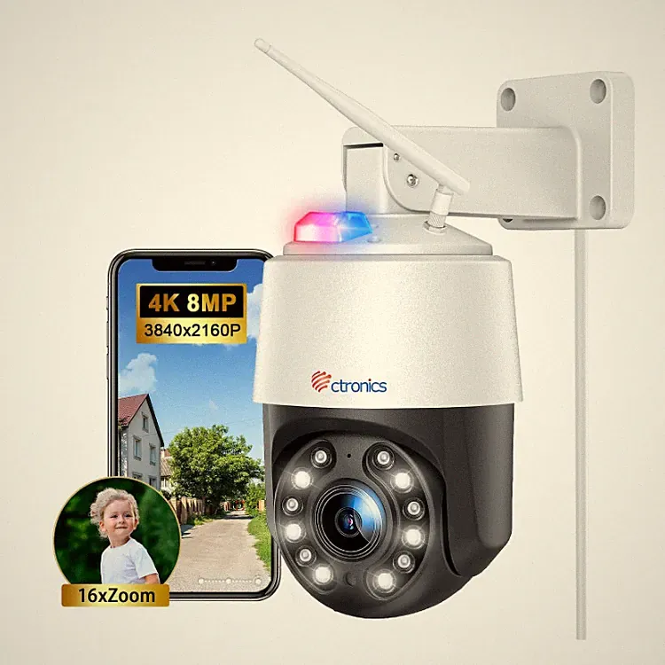 Ctronics Überwachungskamera 4K 8MP 16X Optischer Zoom Silber CTIPC-640C-Z16