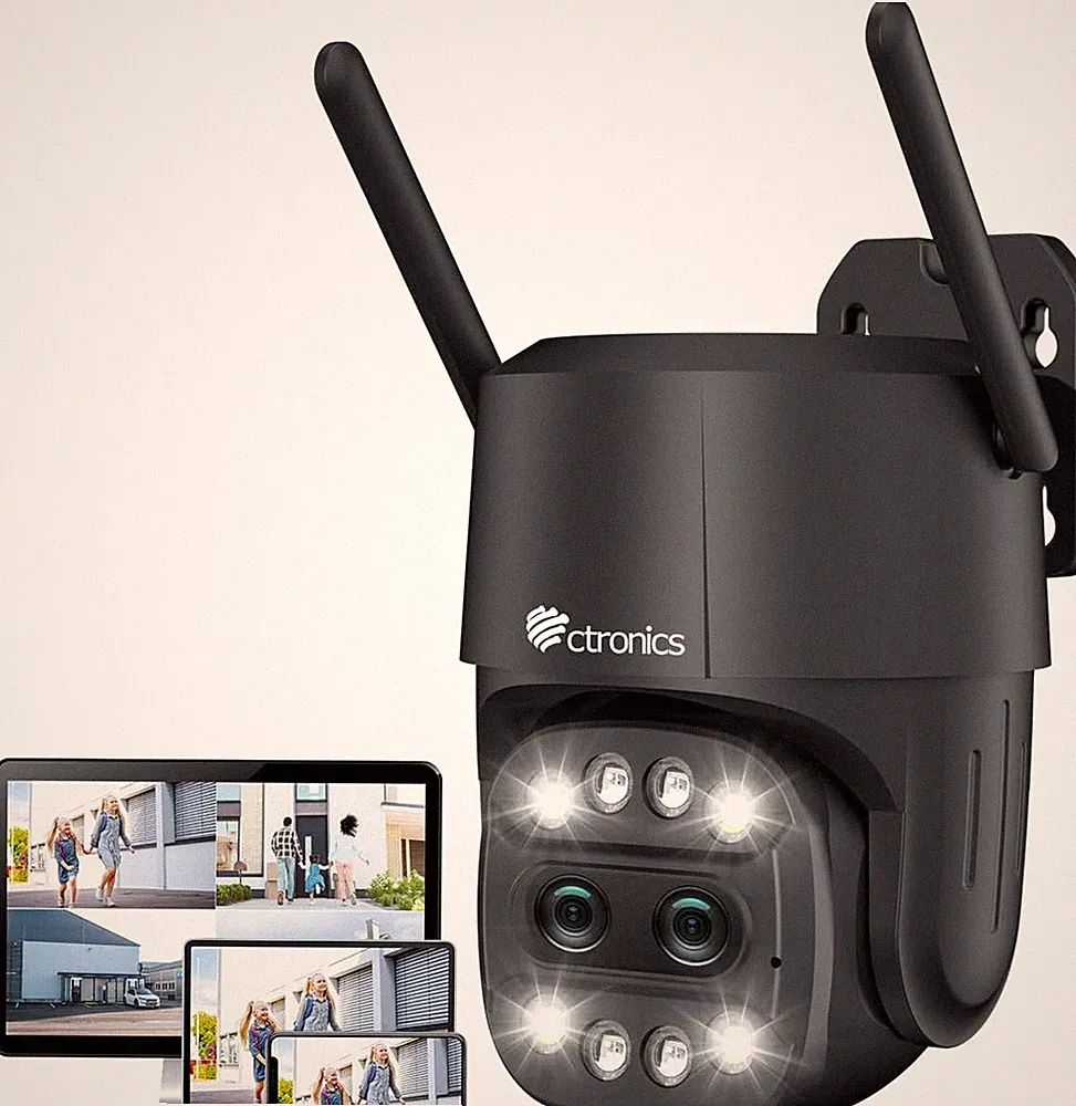 Ctronics Überwachungskamera Außen 6X Hybrid-Zoom Dual-Objektiv 1080p Schwarz