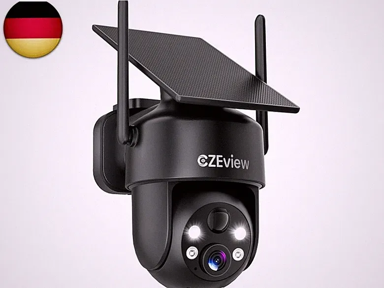 CZEview 2K 3MP Überwachungskamera Aussen Akku Solar, Kabellos, 360° PTZ Kamera A