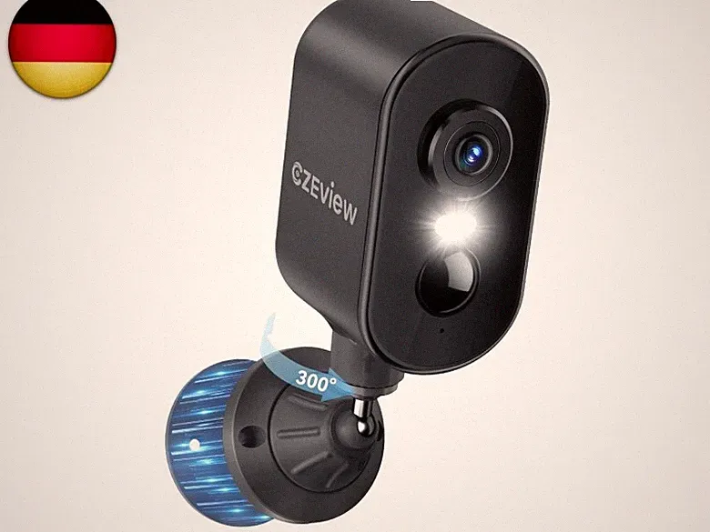 CZEview 2K Überwachungskamera Aussen Akku, Magnetische