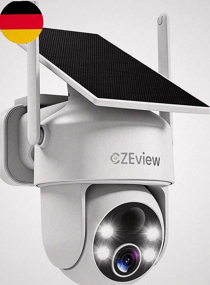 Czeview 4K 8MP UHD Überwachungskamera Aussen Akku Solar, 100% Kabellos
