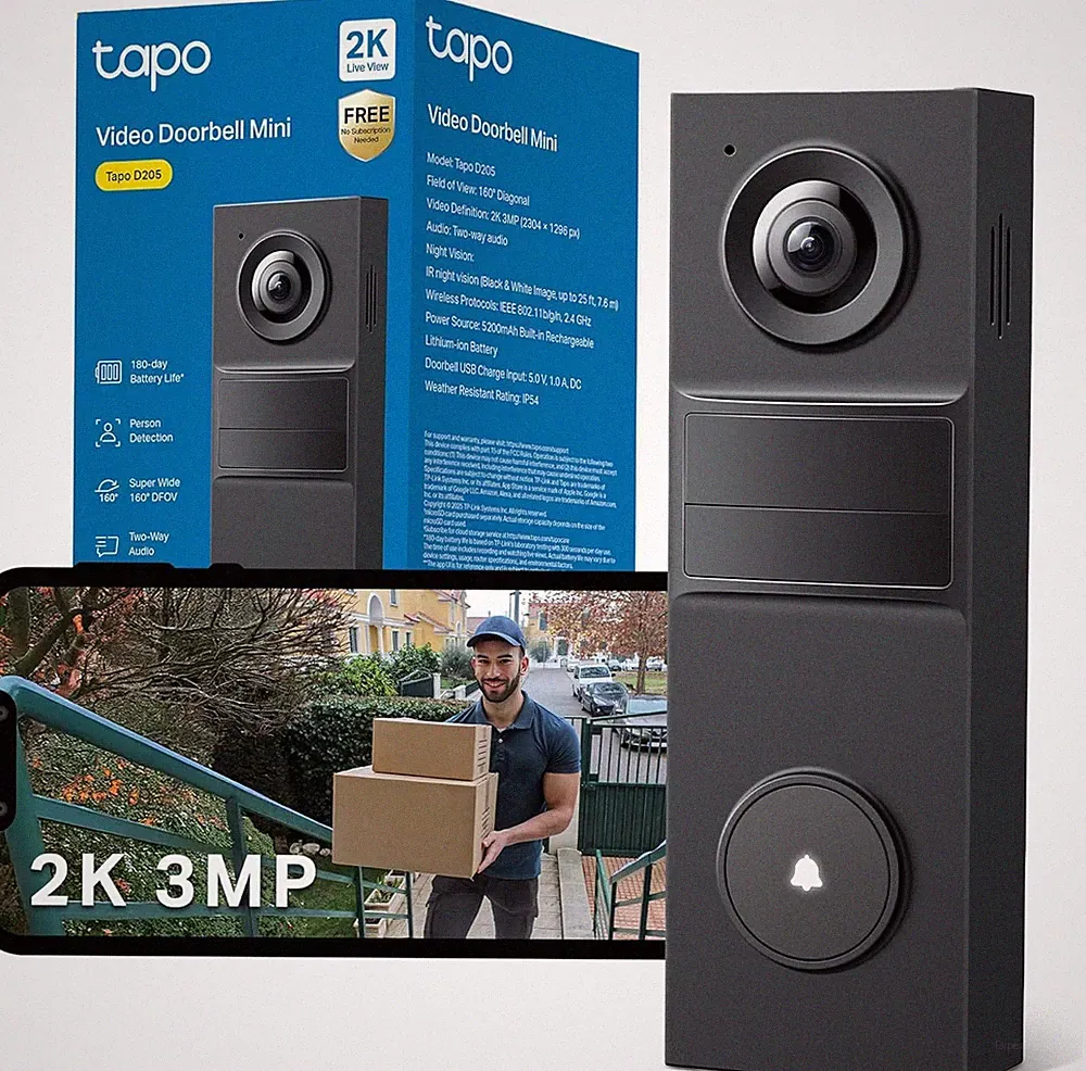 D205 2K 3MP Akku Türklingel kabellos, keine monatliche Gebühr, 160° FOV Ultra-Wide, Video