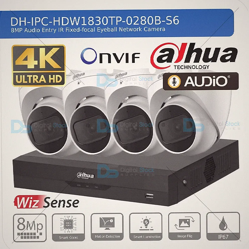 DAHUA 4K IP CCTV 8MP SICHERHEIT COLORVU HD KAMERA AUDIO SYSTEM NACHTSICHT OUTDOOR
