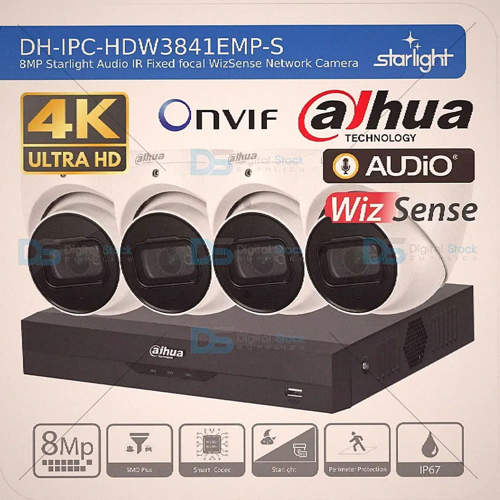 DAHUA 4K IP CCTV SICHERHEITSSYSTEM 8MP AUDIO IP KAMERA COLORVU NACHTSICHT AUSSENBEREICH
