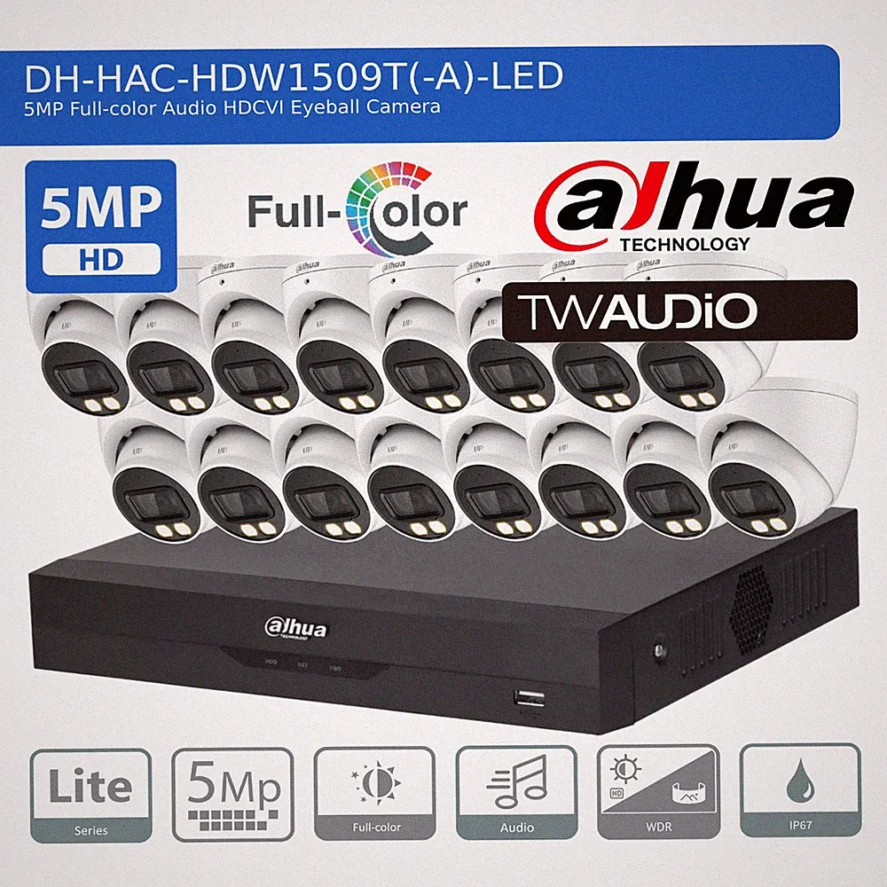 DAHUA 5MP COLORVU ÜBERWACHUNGSKAMERA SYSTEM 8CH 4CH DVR HEIMÜBERWACHUNGSSET IP67
