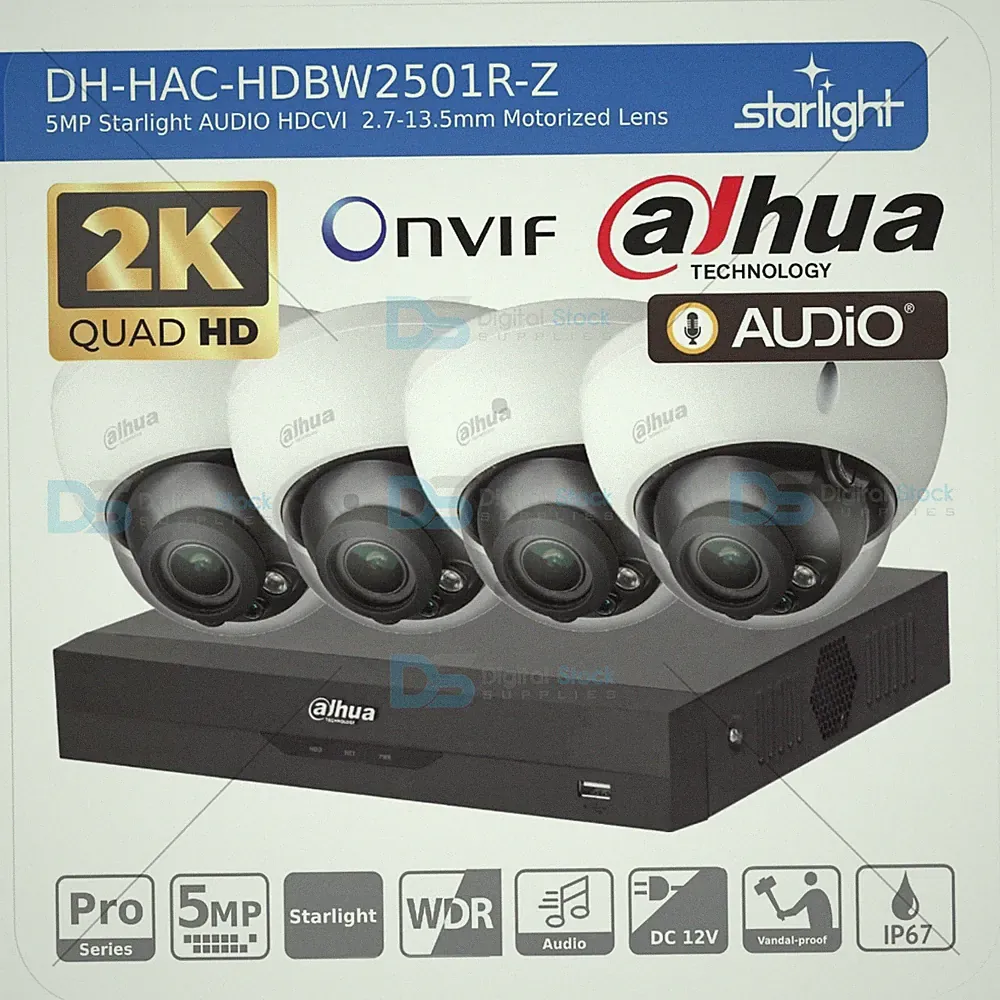 DAHUA CCTV SICHERHEITSSYSTEM 5MP AUDIO MIKROFON uHD KAMERA COLORVU NACHTSICHT AUSSENBEREICH