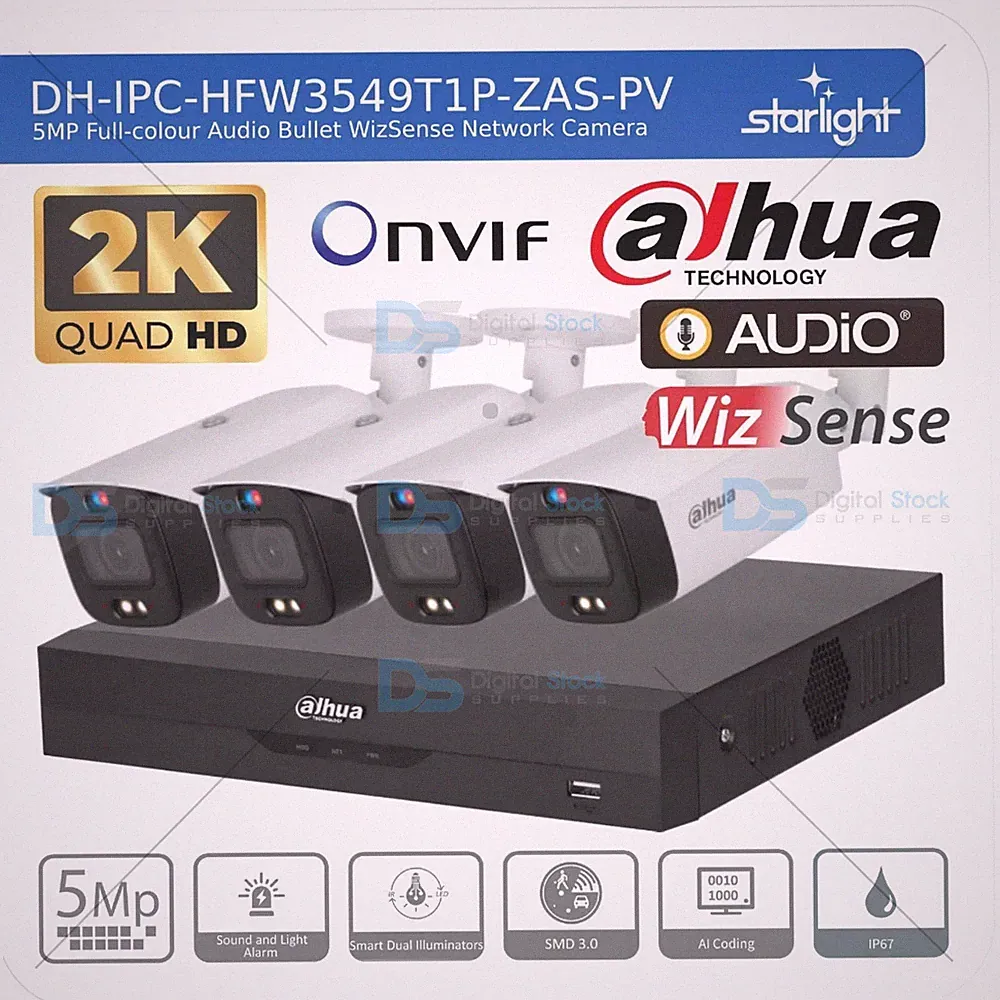 DAHUA CCTV SICHERHEITSSYSTEM 5MP AUDIO MIKROFON VARIABLE FOKUSSIERUNG HD KAMERA OUTDOOR NACHTSION