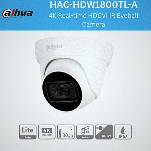 Dahua HAC-HDW1800TLP-A 8MP 4K HDCVI IR Dome Überwachungskamera integriertes Mikrofon
