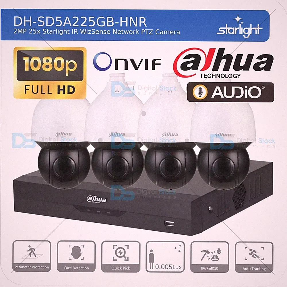 DAHUA IP 25X ZOOM STARLIGHT PTZ CCTV SICHERHEITSSYSTEM 1080P AUDIO KAMERA COLORVU
