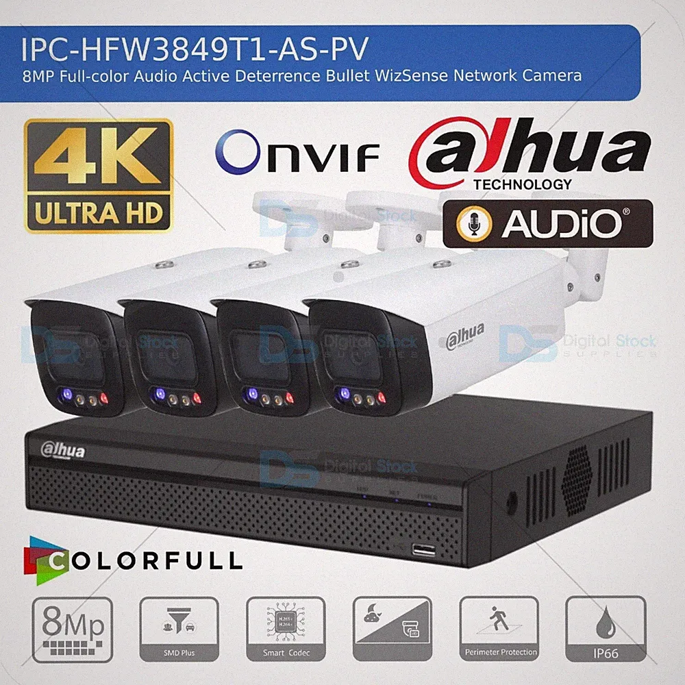 DAHUA IP 4K CCTV SICHERHEIT 8MP COLORVU IP KAMERA AUDIO SYSTEM NACHTSICHT OUTDOOR