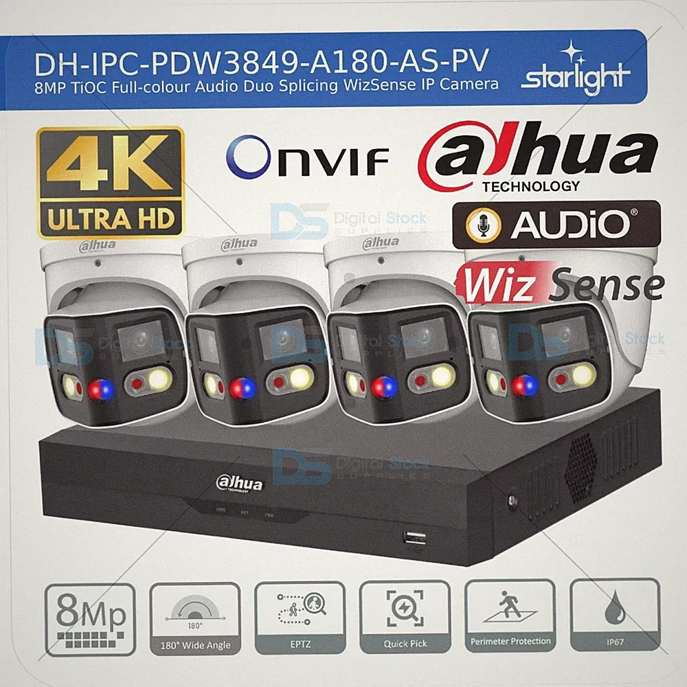 DAHUA IP 4K CCTV SICHERHEITSSYSTEM 8MP AUDIO HD KAMERA COLORVU OUTDOOR NACHTSICHT