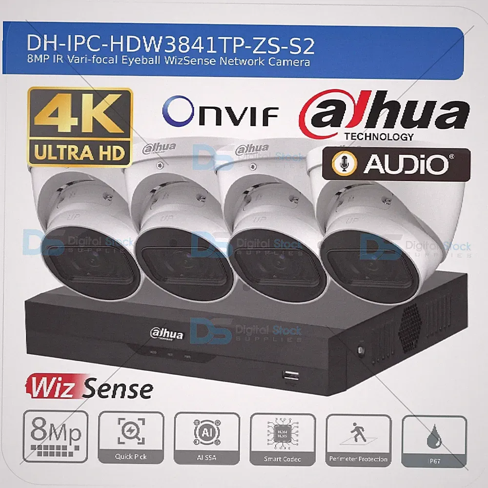 DAHUA IP 4K CCTV SICHERHEITSSYSTEM 8MP AUDIO KAMERA COLORVU HD OUTDOOR NACHTSICHT