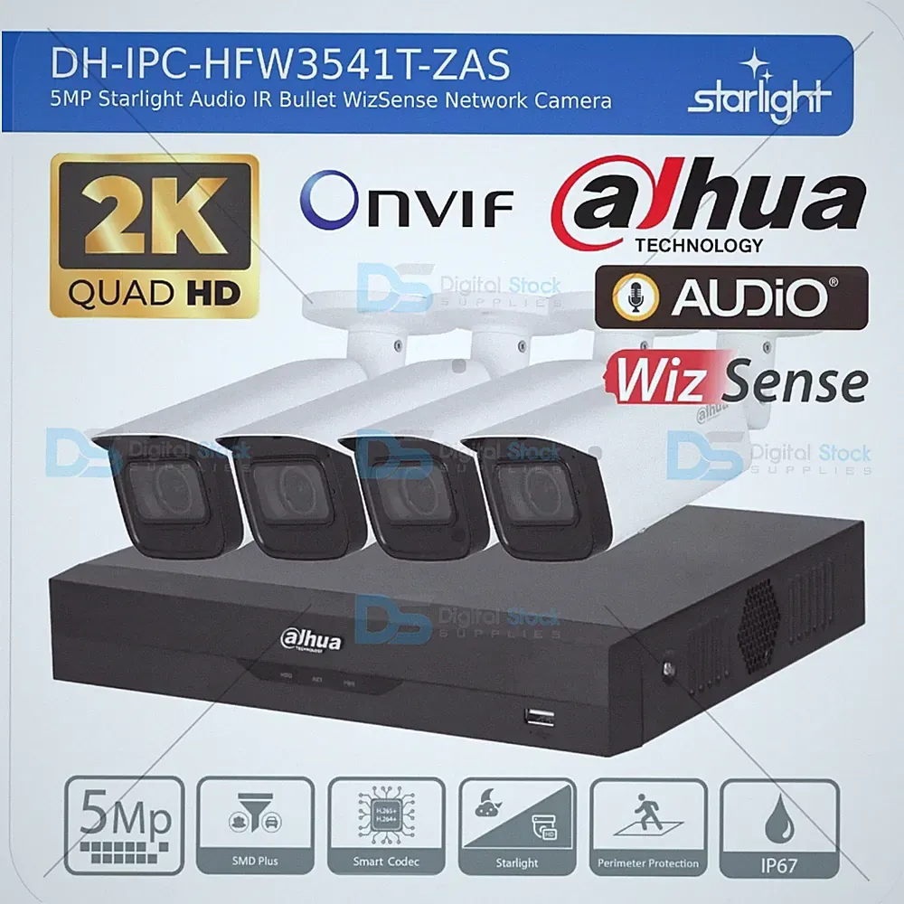 DAHUA IP CCTV SICHERHEITSSYSTEM 5MP AUDIO MIKROFON KAMERA COLORVU NACHTSICHT AUSSENBEREICH