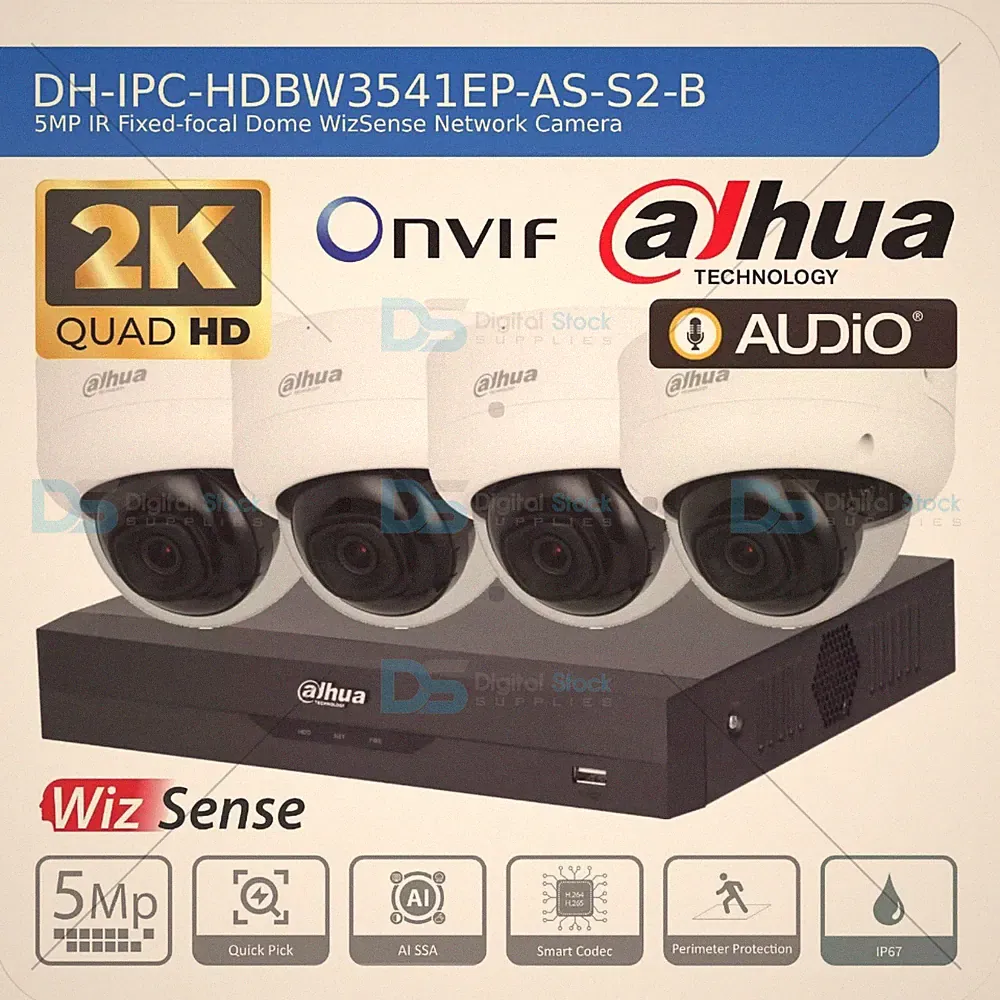DAHUA IP CCTV SICHERHEITSSYSTEM 5MP AUDIO MIKROFON KAMERA COLORVU NACHTSICHT AUSSENBEREICH
