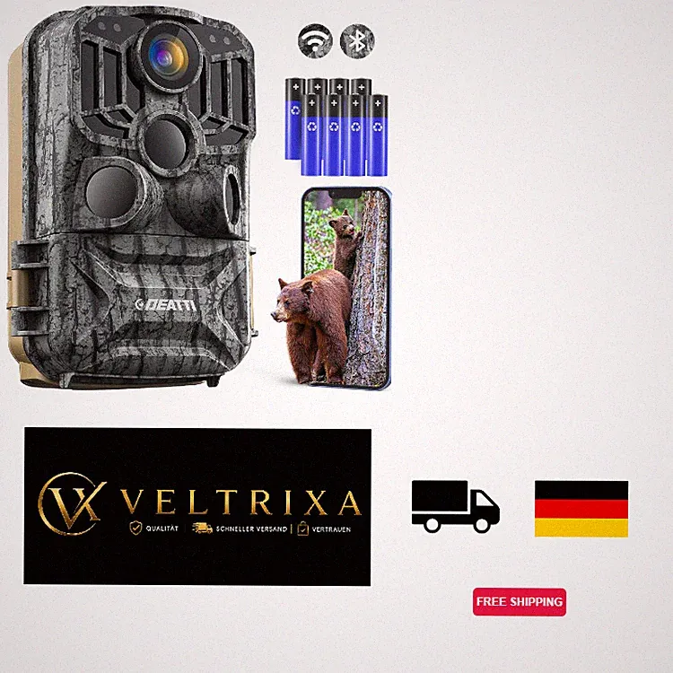 DEATTI Wildkamera 4K 48MP HD, APP Steuerung, WLAN, Bluetooth, 120 Weitwinkel