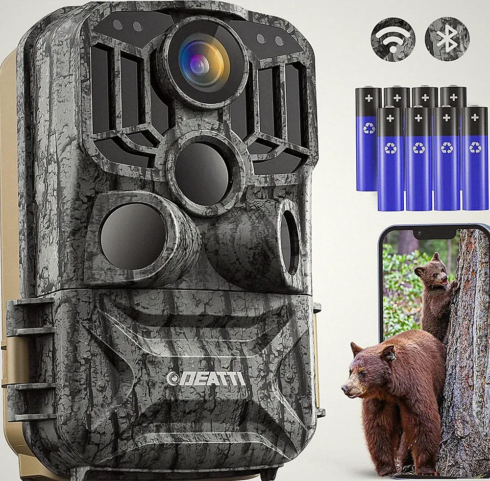 DEATTI Wildkamera T4 4K 48MP HD mit APP WLAN Bluetooth, 120 Weitwinkel