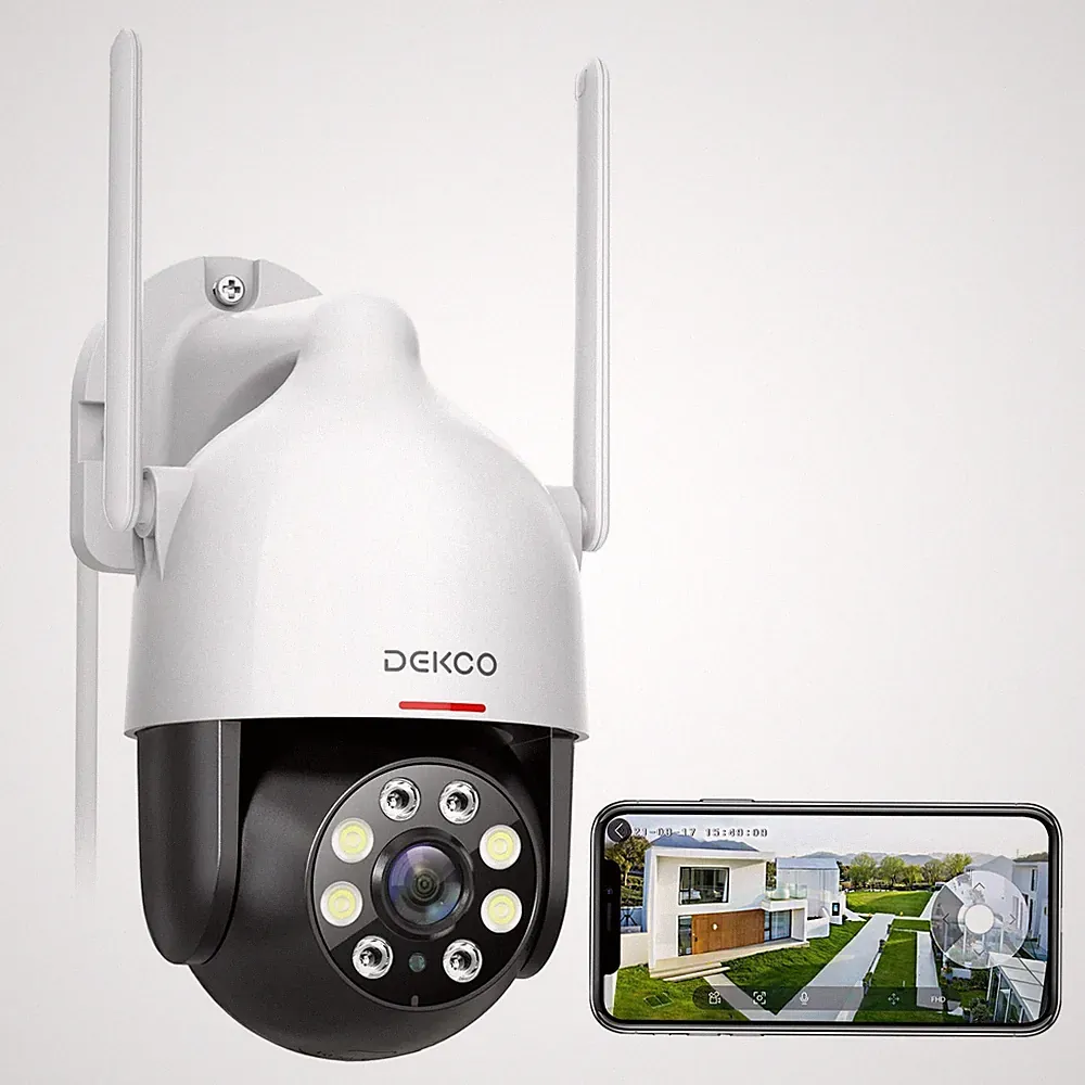 DEKCO 2K PTZ Überwachungskamera Außen WLAN IP66