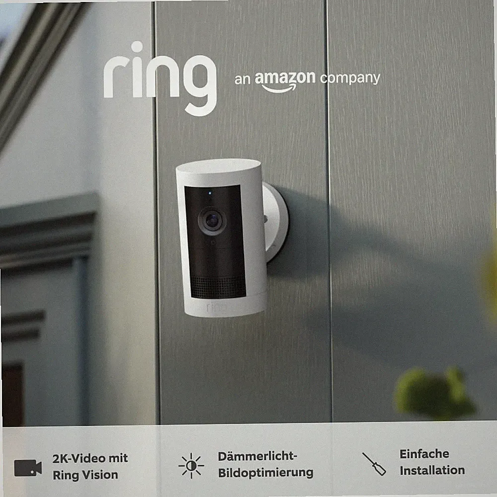 Die neue Ring Außenkamera Plus Akku (Outdoor Camera Plus) Kabellos 2K | Weiß