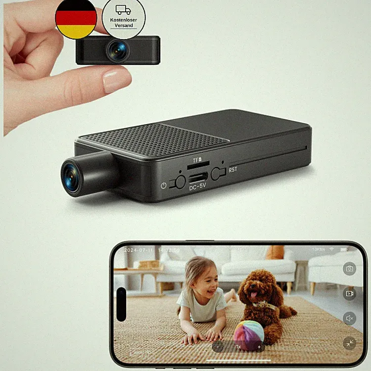 Digimore Mini Kamera Überwachung Innen 4K HD mit Nachtsicht, 10h Akkulaufzeit