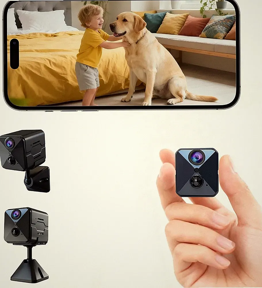 E7 Kamera 4K Mini Überwachungskamera mit 2800mAh Akku, Bewegungssensor, 2,4 GHz