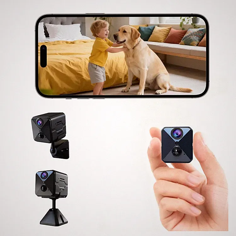 E7 Kamera 4K Überwachungskamera mit 2800 mAh Akku Nachtsicht Innenräume, 2,4 GHz