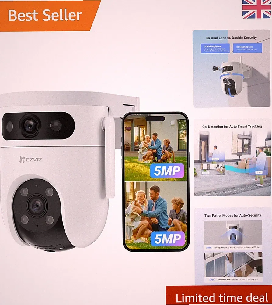 Erweiterte Dual Lens 6K Outdoor Überwachungskamera mit 360° Schwenk-Neige & Nachtsicht