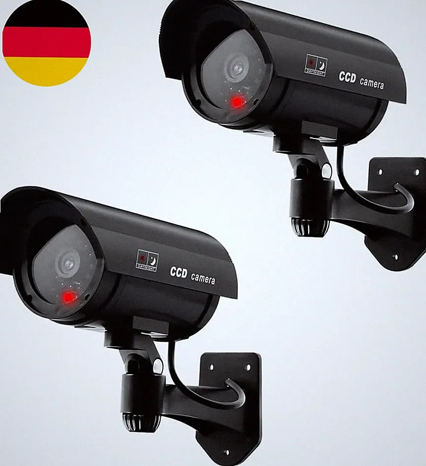 ERWEY 2 Stück Kamera Atrappe Außen, Dummy Kamera Fake Überwachungskameras CCTV K