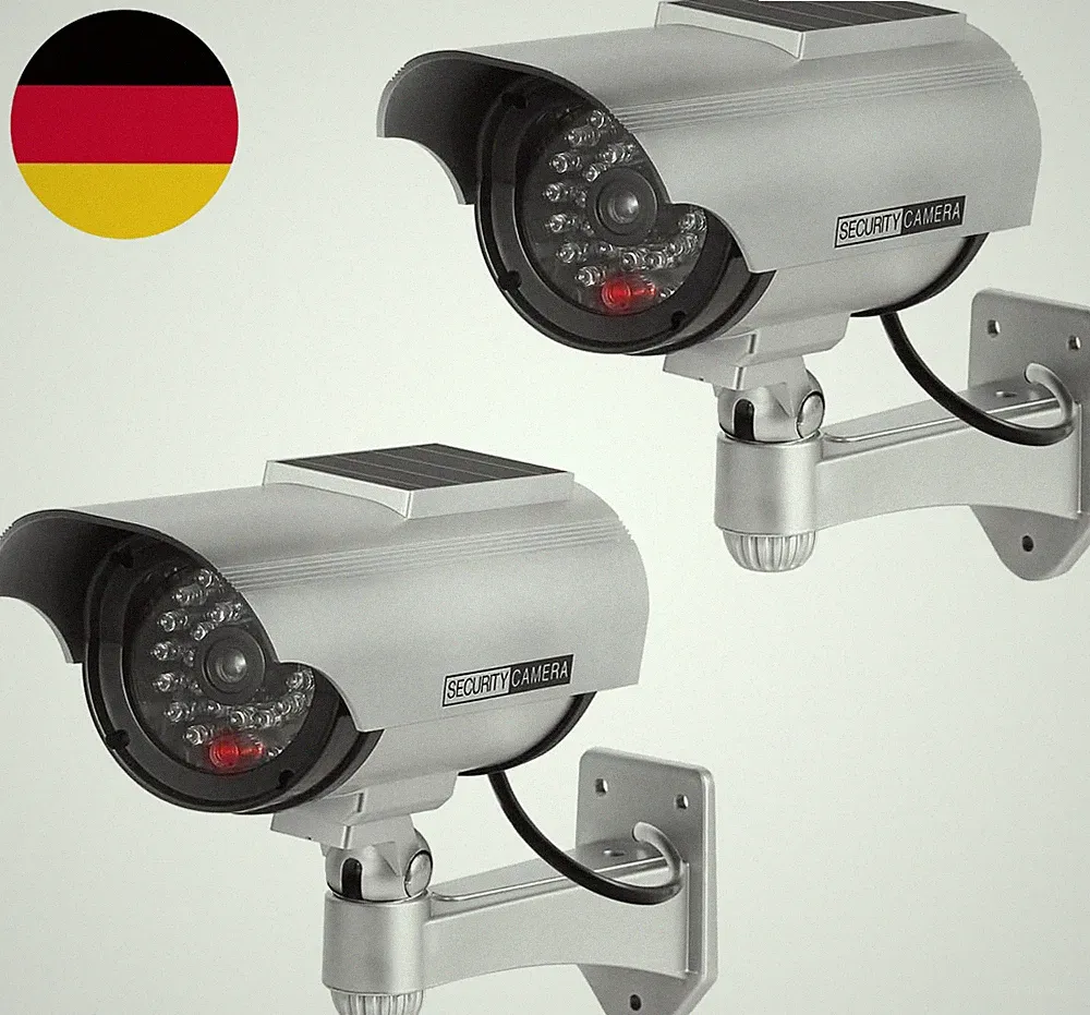 ERWEY 2 Stück Solar Dummy Kamera Fake Überwachungskamera CCTV Mit Blinkendem LED