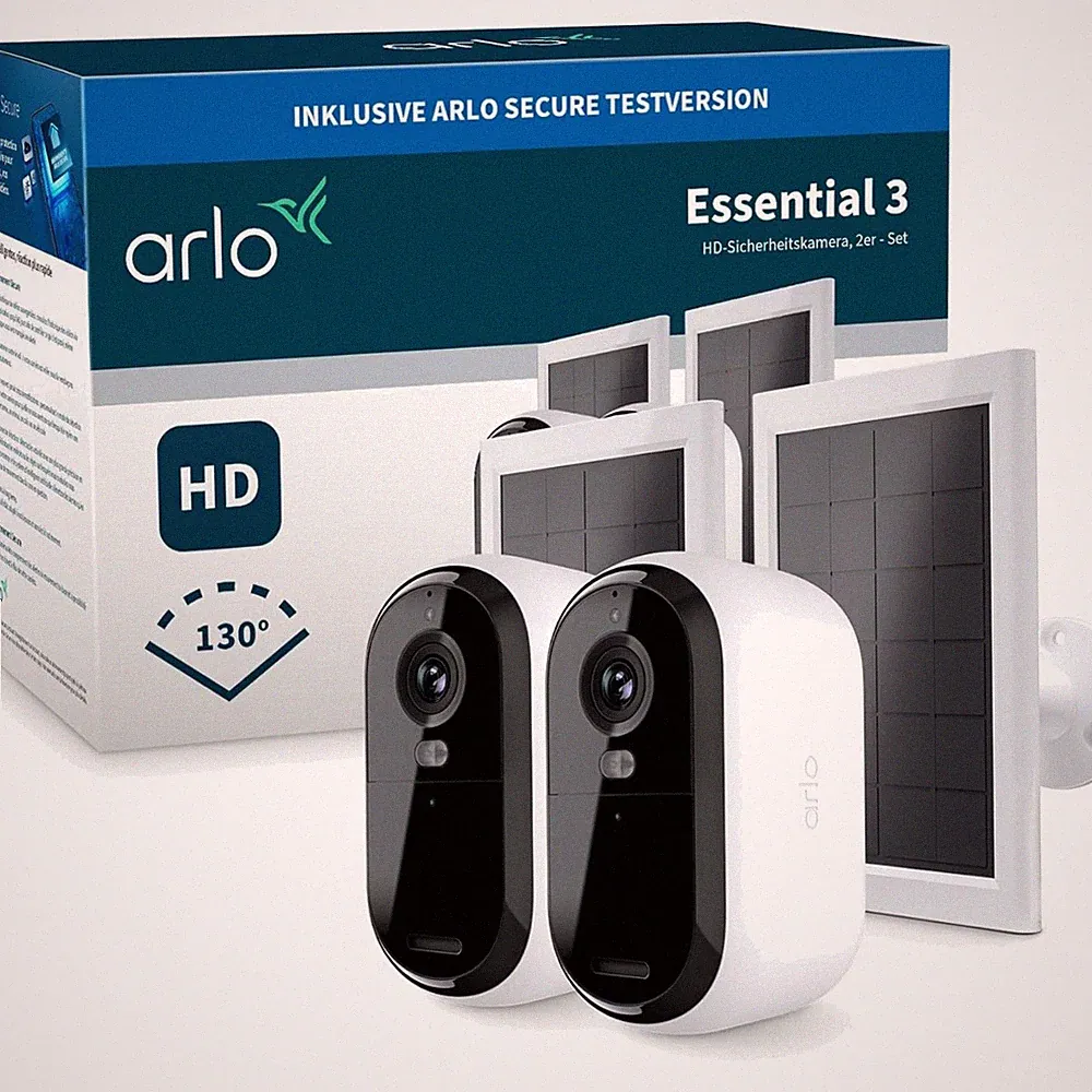 Essential 3 HD Akku Überwachungskamera Aussen & Solar, 2-Kamera-Set