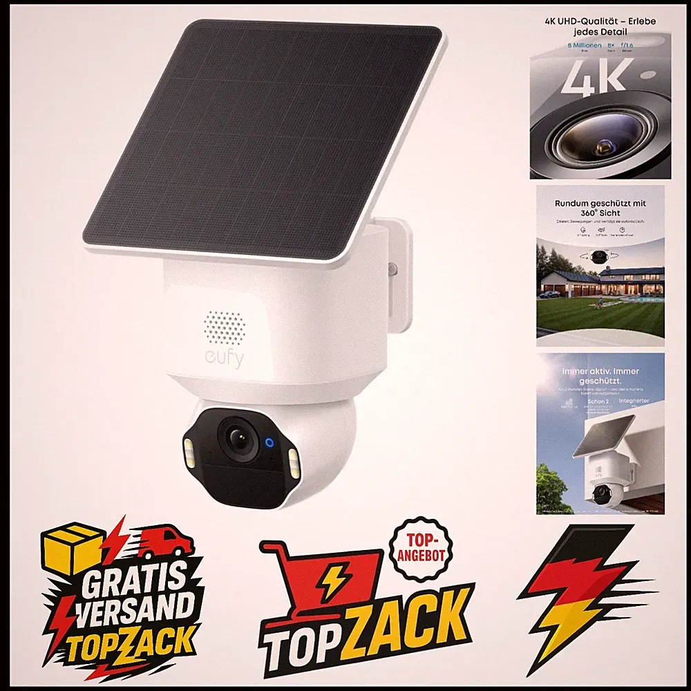 eufyCam Solo E42, Überwachungskamera Außen, Solarpanel, Gesichtserkennung