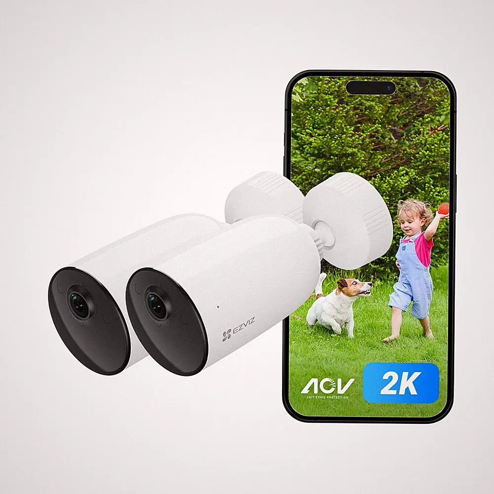 EZVIZ 2 Stück Akku Solar Überwachungskamera Outdoor kabellos, 24/7 Aufnahme 2K HD