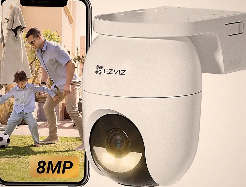 EZVIZ CB8 Lite 4K WLAN Akku Außenkamera Kabellos Mit Solarpanel Weiß 360°