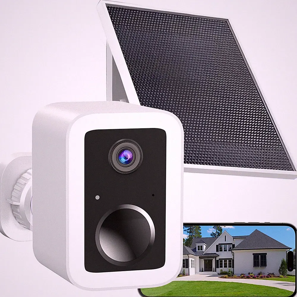 Funstorm 2K Solar Funk Überwachungskamera Outdoor, Dual-Band 5GHz/2.4G Weiß