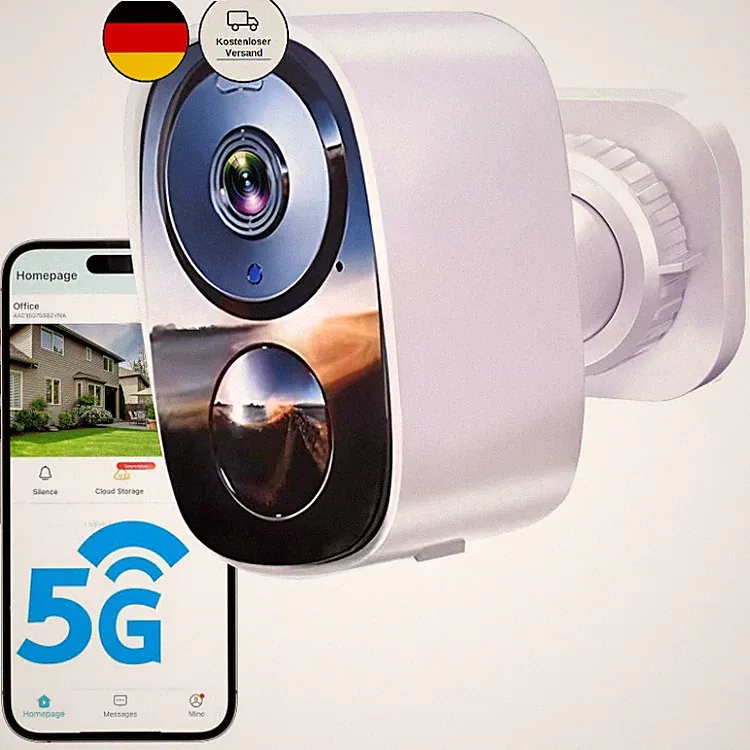Funstorm 2K WLAN Überwachungskamera Außen Akku mit 2-Wege-Audio, Weiß