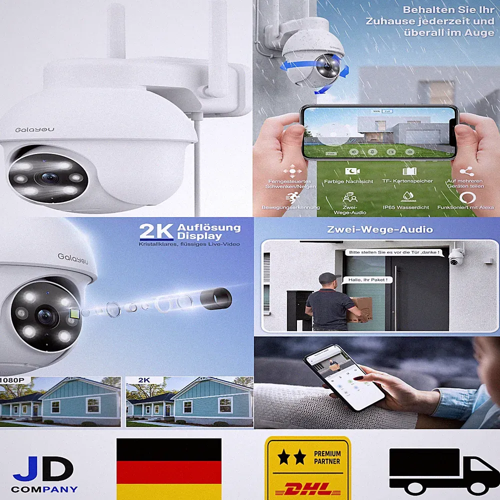 GALAYOU 2K Überwachungskamera Aussen 360 PTZ WLAN IP K