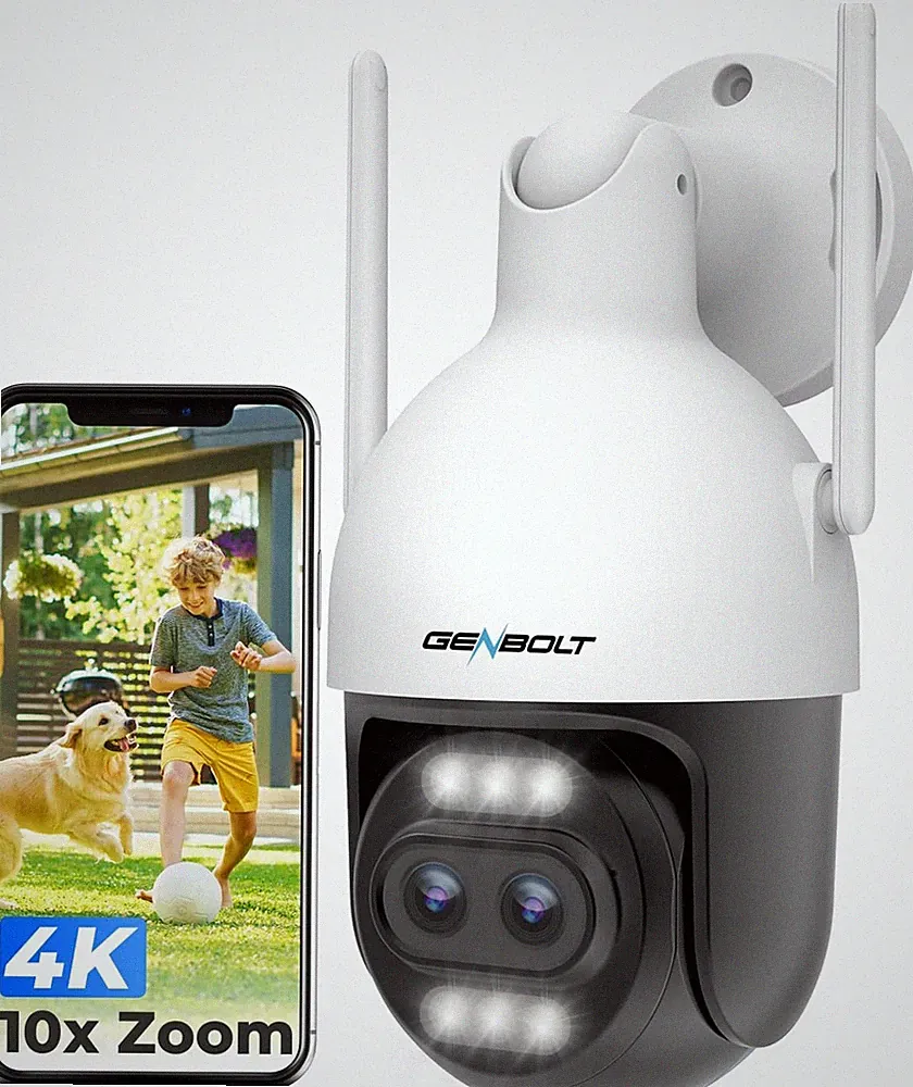 GENBOLT 4K PTZ Überwachungskamera Außen mit PoE und 10X Hybrid-Zoom, 8MP, WLAN