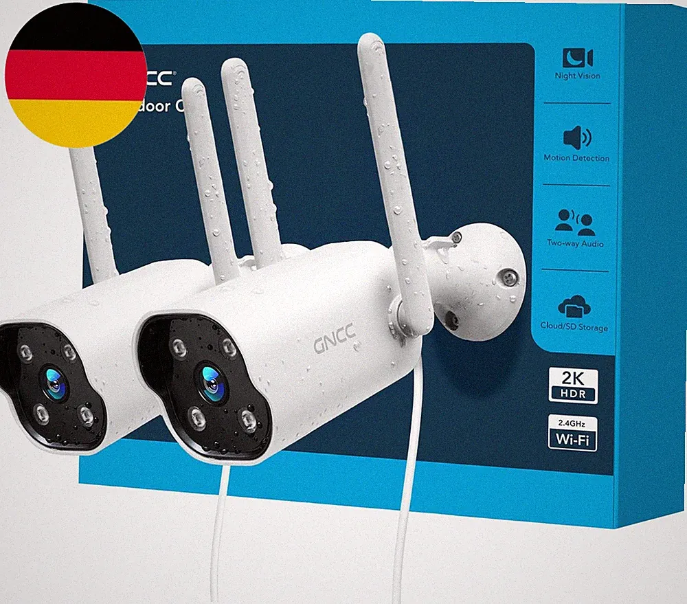 GNCC 2er-Pack WLAN-Überwachungskameras 2K