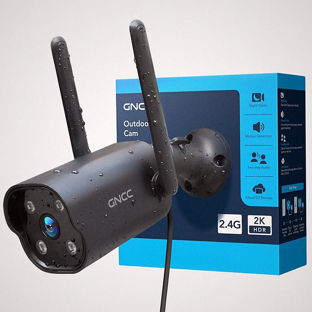 GNCC 2K Outdoor CCTV Kamera Home Überwachungskamera mit Nachtsicht 110° Sicht