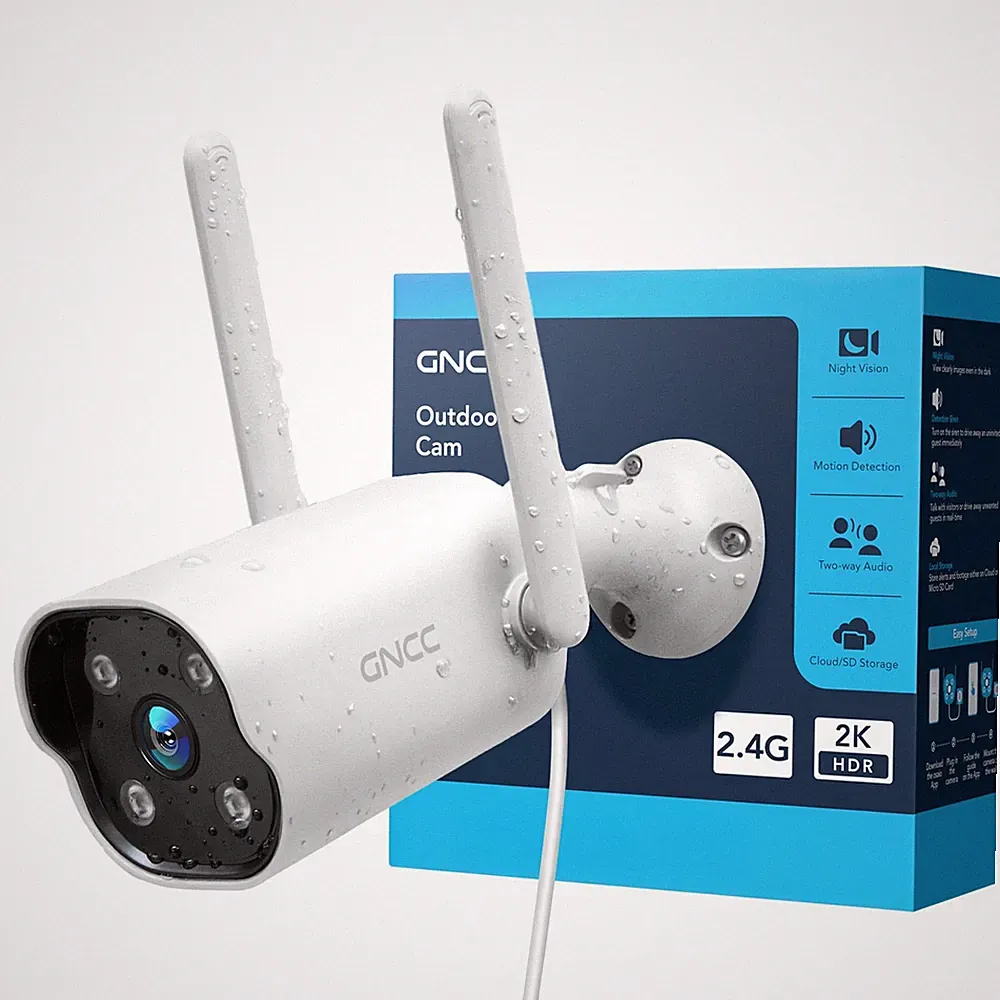 GNCC GT1Pro 2K Outdoor Überwachungskamera Fest CCTV Kamera für Zuhause 24/7 IP65 2